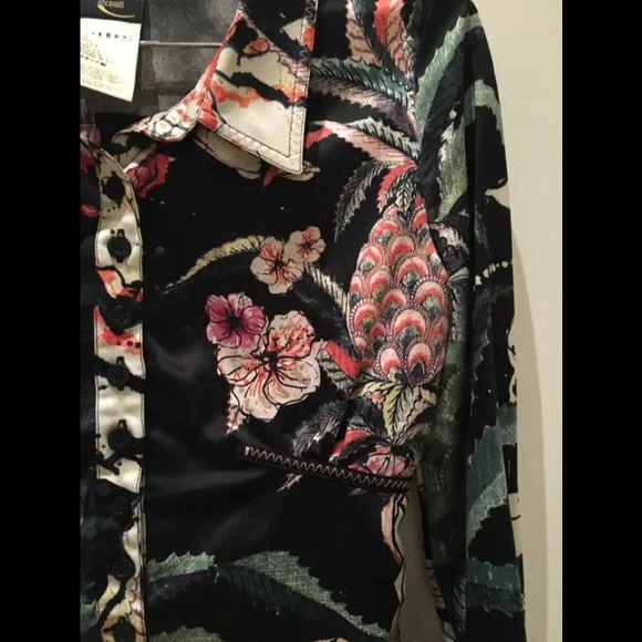 Just Cavalli Floral Silk Blouse - Picture 4 of 10